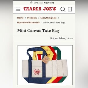 Trader Joe’s, mini canvas tote bag